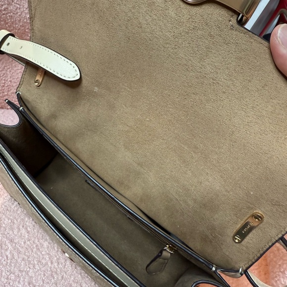 Coach Tan and Cream Shoulder Bag with Monogram Pattern - Picture 9 of 11